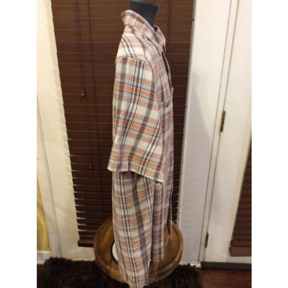 Tommy Bahama Mens 100% Silk Gray Grey/Orange Check Hawaiian Shirt Size Large L - Picture 5 of 10